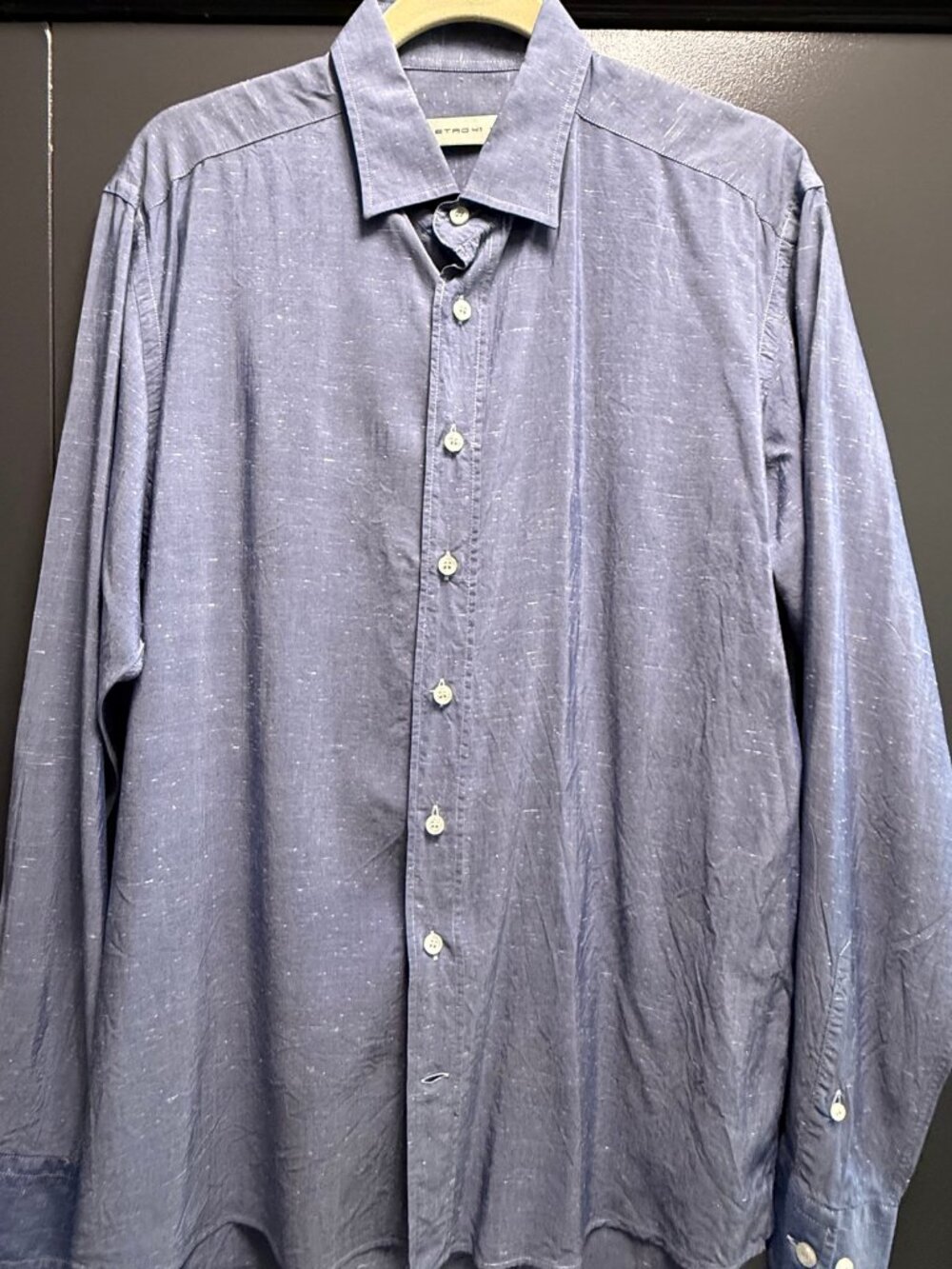 Etro Blue Silk Button Down Shirt - Size 41